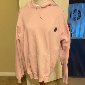 Light Pink Hoodie with Rose Detail